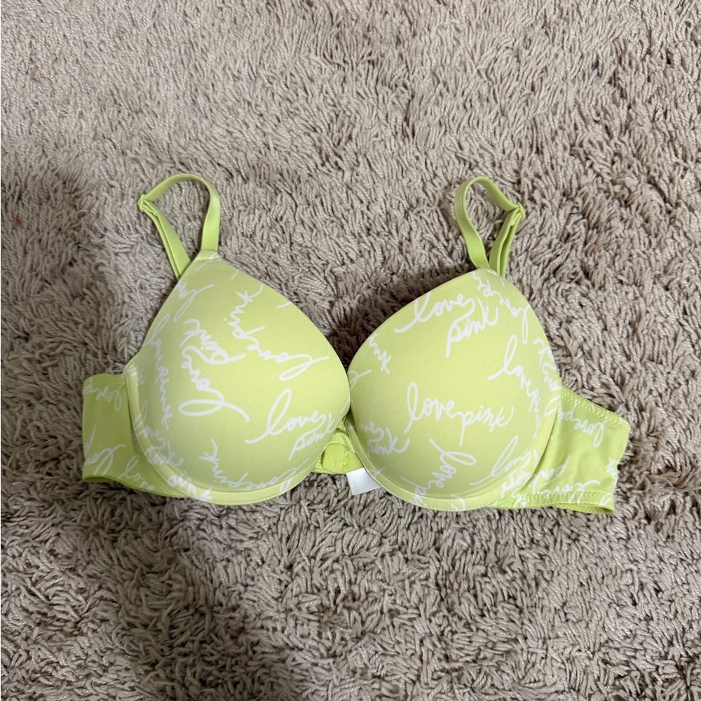 PINK Victoria's Secret Lime Script Push-Up Bra